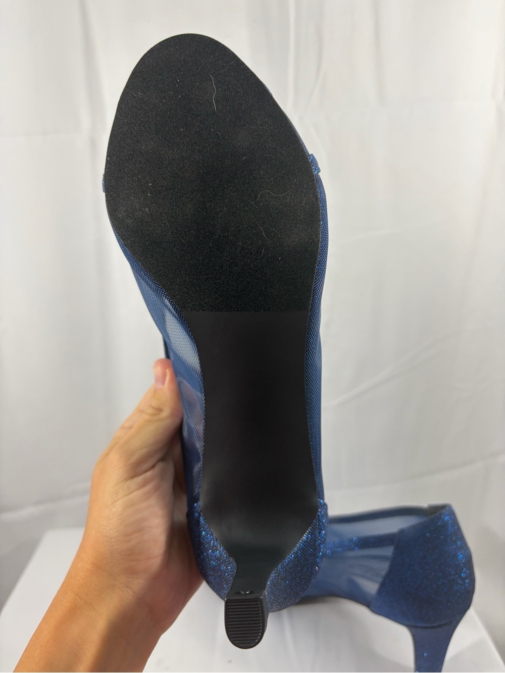 NWT Easy Street Women’s Size 10W Blue Glitter Peep-Toe Pump Heels - Picture 6 of 8